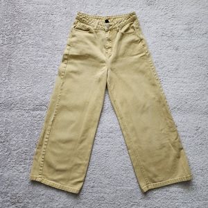 Cider High Rise Waist Wide Leg Ankle Jeans Yellow Size Small
